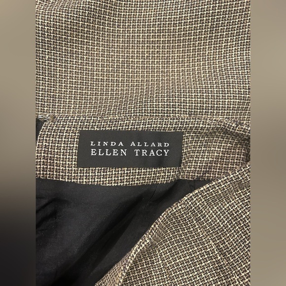 Linda Allard Ellen Tracy Pencil Skirt 8 Silk Wool Blend Tan Zipper Business - Picture 3 of 8